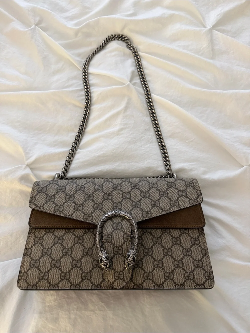 Gucci Beige Brown GG Supreme Dionysus Shoulder Bag